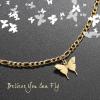imageTONY ampamp SANDY Ankle Bracelets for Women  Initial Butterfly Anklet for Women Stainless Steel Figaro Chain Summer Beach Waterproof Foot Jewelry Gifts GoldSilverP  Gold