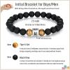 imageTONY ampamp SANDY Initial Bracelet for Men Teen Boys Graduation Gifts for Him Personalized AZ Letter Natural Stone Black Onyx Tiger Eye Beads Bracelet JewelryH