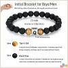 imageTONY ampamp SANDY Initial Bracelet for Men Teen Boys Graduation Gifts for Him Personalized AZ Letter Natural Stone Black Onyx Tiger Eye Beads Bracelet JewelryQ
