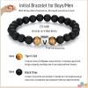 imageTONY ampamp SANDY Initial Bracelet for Men Teen Boys Graduation Gifts for Him Personalized AZ Letter Natural Stone Black Onyx Tiger Eye Beads Bracelet JewelryV