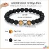 imageTONY ampamp SANDY Initial Bracelet for Men Teen Boys Graduation Gifts for Him Personalized AZ Letter Natural Stone Black Onyx Tiger Eye Beads Bracelet JewelryW