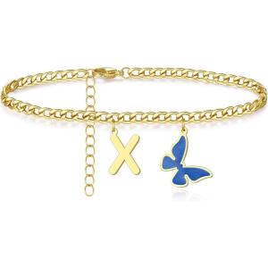imageAnklet for Women Waterproof  Ankle Bracelets for Women  Anklet for Teen Girls Jewelry Initial Anklet Summer Beach Foot Chain Butterfly Gifts for Women Who Has Everything Mothers Day Birthday Idea