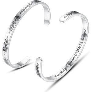 imageTONY ampamp SANDY Cuff Bracelets for Women Teen Girls Best Friend Sister Mom Daughter Granddaughter Cousin Personalized Birthday Mothers Day Christmas Easter Gifts for Teens Girls Women Jewelry1  Beautiful girl you can change the world
