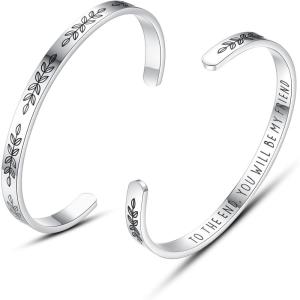 imageTONY ampamp SANDY Cuff Bracelets for Women Teen Girls Best Friend Sister Mom Daughter Granddaughter Cousin Personalized Birthday Mothers Day Christmas Easter Gifts for Teens Girls Women Jewelry0  Friend Gifts  to the end  you will be my friend