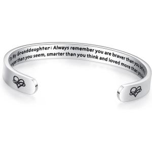 imageTONY ampamp SANDY Cuff Bracelets for Women Teen Girls Best Friend Sister Mom Daughter Granddaughter Cousin Personalized Birthday Mothers Day Christmas Easter Gifts for Teens Girls Women Jewelry1  Granddaughter Gifts  To my granddaughter  always remember youre braver than you believe