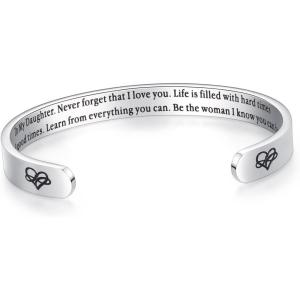 imageTONY ampamp SANDY Cuff Bracelets for Women Teen Girls Best Friend Sister Mom Daughter Granddaughter Cousin Personalized Birthday Mothers Day Christmas Easter Gifts for Teens Girls Women Jewelry1  Daughter Gifts  To my daughter  never forget that I love youBe the woman I know you can be