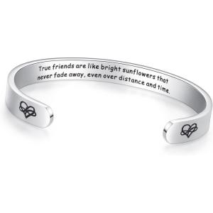 imageTONY ampamp SANDY Cuff Bracelets for Women Teen Girls Best Friend Sister Mom Daughter Granddaughter Cousin Personalized Birthday Mothers Day Christmas Easter Gifts for Teens Girls Women Jewelry0  Friend Gifts  True friends are like bright sunflowers that never fade away