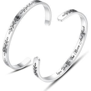 imageTONY ampamp SANDY Cuff Bracelets for Women Teen Girls Best Friend Sister Mom Daughter Granddaughter Cousin Personalized Birthday Mothers Day Christmas Easter Gifts for Teens Girls Women Jewelry1  Love you to the moon and back