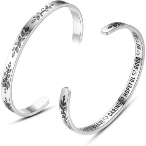 imageTONY ampamp SANDY Cuff Bracelets for Women Teen Girls Best Friend Sister Mom Daughter Granddaughter Cousin Personalized Birthday Mothers Day Christmas Easter Gifts for Teens Girls Women JewelryGraduation Gifts  I am Strong  Brave  Caring  Hopeful  Good  Me  Beautiful