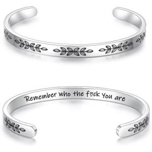imageTONY ampamp SANDY Cuff Bracelets for Women Teen Girls Best Friend Sister Mom Daughter Granddaughter Cousin Personalized Birthday Mothers Day Christmas Easter Gifts for Teens Girls Women Jewelry1  Remember who the f you are bracelet