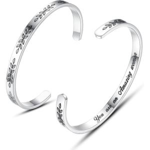imageTONY ampamp SANDY Cuff Bracelets for Women Teen Girls Best Friend Sister Mom Daughter Granddaughter Cousin Personalized Birthday Mothers Day Christmas Easter Gifts for Teens Girls Women Jewelry1  You are an amazing woman