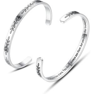 imageTONY ampamp SANDY Cuff Bracelets for Women Teen Girls Best Friend Sister Mom Daughter Granddaughter Cousin Personalized Birthday Mothers Day Christmas Easter Gifts for Teens Girls Women Jewelry1  Sister Gifts  Sisters are like stars but you know theyre always there
