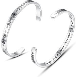 imageTONY ampamp SANDY Cuff Bracelets for Women Teen Girls Best Friend Sister Mom Daughter Granddaughter Cousin Personalized Birthday Mothers Day Christmas Easter Gifts for Teens Girls Women Jewelry1  Mom Gifts  Always my mother forever my friend