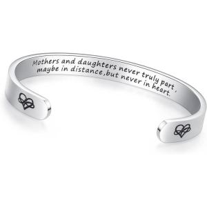 imageTONY ampamp SANDY Cuff Bracelets for Women Teen Girls Best Friend Sister Mom Daughter Granddaughter Cousin Personalized Birthday Mothers Day Christmas Easter Gifts for Teens Girls Women Jewelry1  Mother Daughter Gift Mothers and daughters never truly part maybe in distance 