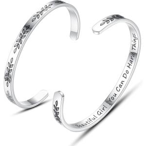 imageTONY ampamp SANDY Cuff Bracelets for Women Teen Girls Best Friend Sister Mom Daughter Granddaughter Cousin Personalized Birthday Mothers Day Christmas Easter Gifts for Teens Girls Women Jewelry1  Beautiful girl you can do hard things