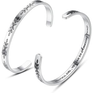 imageTONY ampamp SANDY Cuff Bracelets for Women Teen Girls Best Friend Sister Mom Daughter Granddaughter Cousin Personalized Birthday Mothers Day Christmas Easter Gifts for Teens Girls Women Jewelry1  Beautiful girl you can do amazing things