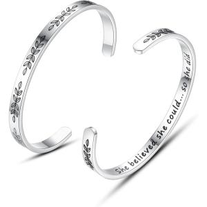 imageTONY ampamp SANDY Cuff Bracelets for Women Teen Girls Best Friend Sister Mom Daughter Granddaughter Cousin Personalized Birthday Mothers Day Christmas Easter Gifts for Teens Girls Women Jewelry1  Graduation gifts  She believed she could so she did
