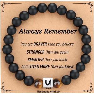 imageTONY ampamp SANDY Initial Bracelet for Men Teen Boys Graduation Gifts for Him Personalized AZ Letter Natural Stone Black Onyx Tiger Eye Beads Bracelet JewelryU
