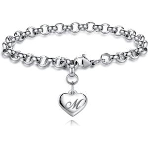 imageTONY ampamp SANDY Initial Charm Bracelets for Girls Women Stainless Steel AZ Bracelet Personalized Gifts Birthday Graduation Easter Stocking Stuffers for Teens Girls Jewelry Various DesignM  Heart