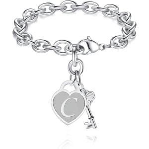 imageTONY ampamp SANDY Initial Charm Bracelets for Girls Women Stainless Steel AZ Bracelet Personalized Gifts Birthday Graduation Easter Stocking Stuffers for Teens Girls Jewelry Various DesignC
