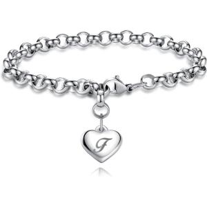 imageTONY ampamp SANDY Initial Charm Bracelets for Girls Women Stainless Steel AZ Bracelet Personalized Gifts Birthday Graduation Easter Stocking Stuffers for Teens Girls Jewelry Various DesignF  Heart