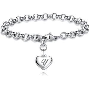 imageTONY ampamp SANDY Initial Charm Bracelets for Girls Women Stainless Steel AZ Bracelet Personalized Gifts Birthday Graduation Easter Stocking Stuffers for Teens Girls Jewelry Various DesignY  Heart