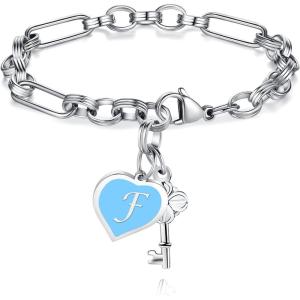 imageTONY ampamp SANDY Initial Charm Bracelets for Girls Women Stainless Steel AZ Bracelet Personalized Gifts Birthday Graduation Easter Stocking Stuffers for Teens Girls Jewelry Various DesignF  Enamel