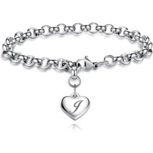imageTONY ampamp SANDY Initial Charm Bracelets for Girls Women Stainless Steel AZ Bracelet Personalized Gifts Birthday Graduation Easter Stocking Stuffers for Teens Girls Jewelry Various DesignJ  Heart