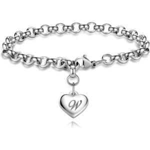 imageTONY ampamp SANDY Initial Charm Bracelets for Girls Women Stainless Steel AZ Bracelet Personalized Gifts Birthday Graduation Easter Stocking Stuffers for Teens Girls Jewelry Various DesignW  Heart