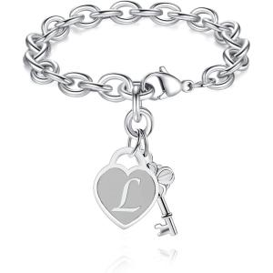 imageTONY ampamp SANDY Initial Charm Bracelets for Girls Women Stainless Steel AZ Bracelet Personalized Gifts Birthday Graduation Easter Stocking Stuffers for Teens Girls Jewelry Various DesignL
