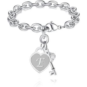 imageTONY ampamp SANDY Initial Charm Bracelets for Girls Women Stainless Steel AZ Bracelet Personalized Gifts Birthday Graduation Easter Stocking Stuffers for Teens Girls Jewelry Various DesignE
