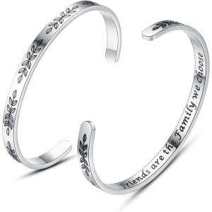 imageTONY ampamp SANDY Inspirational Bracelets for Women Teen Girls Personalized Gifts for Daughter Granddaughter Mom Sister Friends Stainless Steel Engraved Cuff Birthday Easter ChristmasA  Friends Gifts  Friends are the family we choose