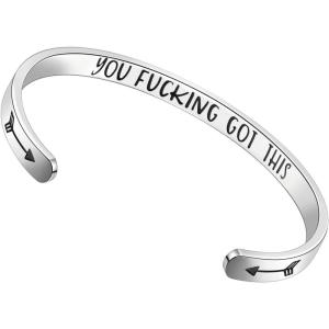 imageTONY ampamp SANDY Inspirational Bracelets for Women Teen Girls Personalized Gifts for Daughter Granddaughter Mom Sister Friends Stainless Steel Engraved Cuff Birthday Easter ChristmasA  You got this