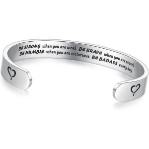 imageTONY ampamp SANDY Inspirational Bracelets for Women Teen Girls Personalized Gifts for Daughter Granddaughter Mom Sister Friends Stainless Steel Engraved Cuff Birthday Easter ChristmasA  Be strong when you are weak be brave when you are scared be humble