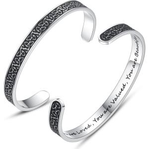imageTONY ampamp SANDY Inspirational Bracelets for Women Teen Girls Personalized Gifts for Daughter Granddaughter Mom Sister Friends Stainless Steel Engraved Cuff Birthday Easter ChristmasA  Celtic Knot  You are loved you are valued you are beautiful
