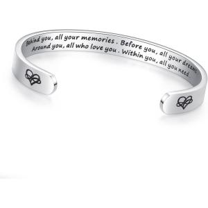 imageTONY ampamp SANDY Inspirational Bracelets for Women Teen Girls Personalized Gifts for Daughter Granddaughter Mom Sister Friends Stainless Steel Engraved Cuff Birthday Easter ChristmasA  Graduation Gifts  Behind you  all your memories Before you  all your dreams