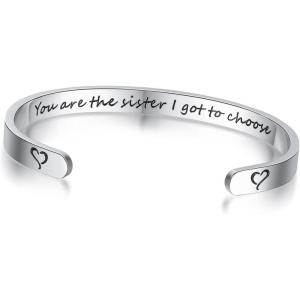 imageTONY ampamp SANDY Inspirational Bracelets for Women Teen Girls Personalized Gifts for Daughter Granddaughter Mom Sister Friends Stainless Steel Engraved Cuff Birthday Easter ChristmasA  Sister Gifts  You are the sister I got to choose