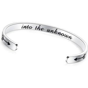 imageTONY ampamp SANDY Inspirational Bracelets for Women Teen Girls Personalized Gifts for Daughter Granddaughter Mom Sister Friends Stainless Steel Engraved Cuff Birthday Easter ChristmasInto the unknown