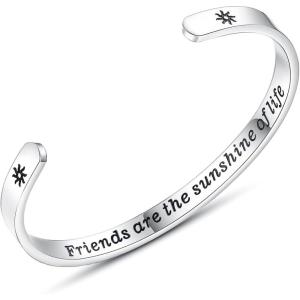imageTONY ampamp SANDY Inspirational Bracelets for Women Teen Girls Personalized Gifts for Daughter Granddaughter Mom Sister Friends Stainless Steel Engraved Cuff Birthday Easter ChristmasA  Friend Gifts  Friends are the sunshine of life