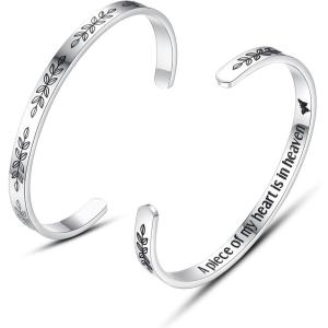 imageTONY ampamp SANDY Inspirational Bracelets for Women Teen Girls Personalized Gifts for Daughter Granddaughter Mom Sister Friends Stainless Steel Engraved Cuff Birthday Easter ChristmasA  Memorial gifts  A piece of my heart is in heaven
