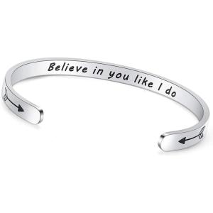 imageTONY ampamp SANDY Inspirational Bracelets for Women Teen Girls Personalized Gifts for Daughter Granddaughter Mom Sister Friends Stainless Steel Engraved Cuff Birthday Easter ChristmasA  Believe in you like I do