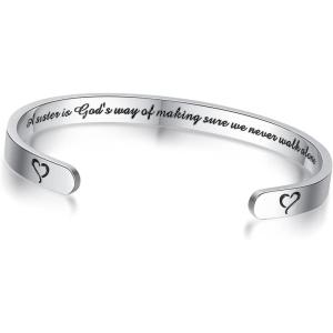 imageTONY ampamp SANDY Inspirational Bracelets for Women Teen Girls Personalized Gifts for Daughter Granddaughter Mom Sister Friends Stainless Steel Engraved Cuff Birthday Easter ChristmasA  Sister Gifts  A sister is gods way of making sure we never walk alone