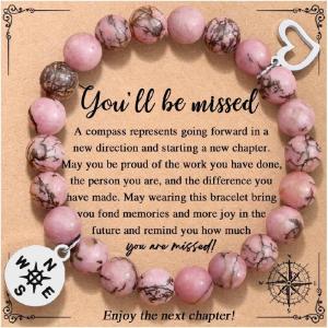 imageTONY ampamp SANDY Retirement Gifts for Women Compass Bracelet Coworkers Farewell Leaving Goodbye Moving Going Away Gifts for Coworkers Women Friends Teacher EmployeeYoull be missed  Rhodonite