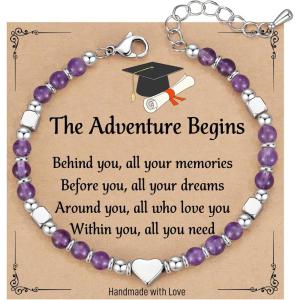 imageTONY ampamp SANDY 2025 Graduation Gifts for Her Graduation Bracelets for Women Girls Middle High School College Graduates With Grad Cap Box and Meaningful CardsAmethyst