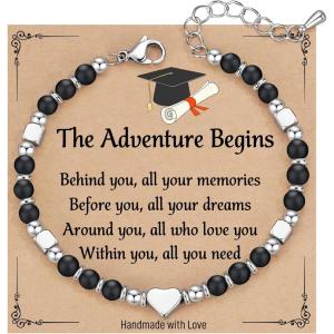 imageTONY ampamp SANDY 2025 Graduation Gifts for Her Graduation Bracelets for Women Girls Middle High School College Graduates With Grad Cap Box and Meaningful CardsBlack Onyx