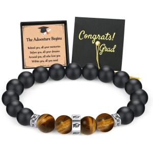 imageTONY ampamp SANDY 2025 Graduation Gifts for Him Tiger Eye Bead Bracelet Men Cool College Middle High School 5th 8th Grade Graduation Gifts for Boys Son Grandson NephewA  Beaded Bracelet  10mm