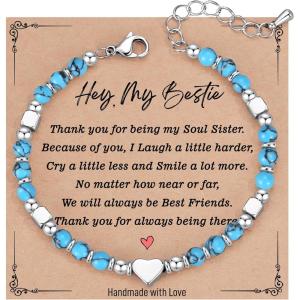 imageTONY ampamp SANDY Bestie Gifts for Women Best Friend Birthday Gifts Friendship Gifts for Women Dainty Bracelets for Women Best Friend Bestie Soul Sister BFFTurquoise