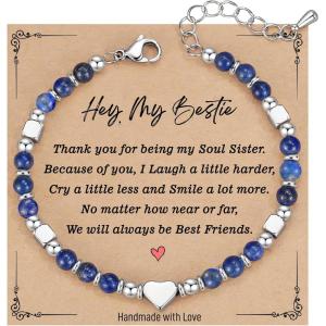 imageTONY ampamp SANDY Bestie Gifts for Women Best Friend Birthday Gifts Friendship Gifts for Women Dainty Bracelets for Women Best Friend Bestie Soul Sister BFFLapis Lazuli
