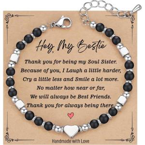 imageTONY ampamp SANDY Bestie Gifts for Women Best Friend Birthday Gifts Friendship Gifts for Women Dainty Bracelets for Women Best Friend Bestie Soul Sister BFFBlack Onyx