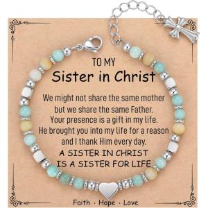 imageTONY ampamp SANDY Christian Gifts for Women Religious Cross Bracelet Jewelry Easter Basket Stuffers for Teens Kids Adults Faith Confirmation Baptism Christmas Birthday Gifts for WomenSister in Christ
